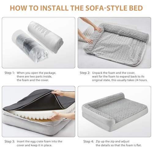 Orthopedic Washable Dog Bed (Silver Grey / 42.0"l x 30.0"w x 7.5"th)