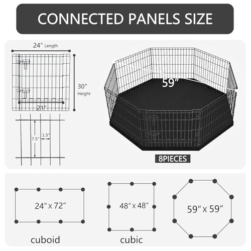 Foldable Metal Dog Exercise Pen (Black / 30''H)