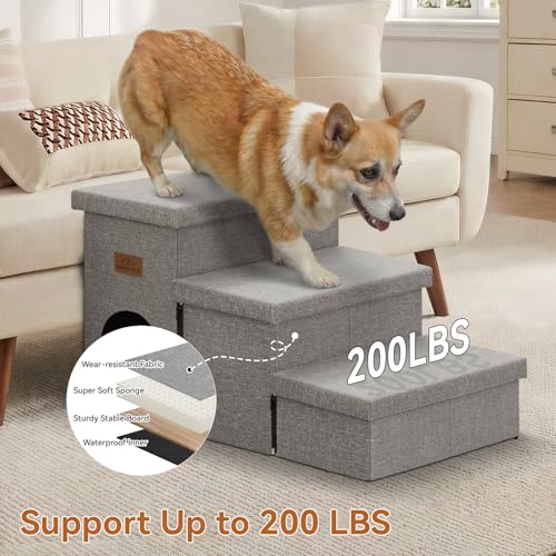 Dog Stairs with Storage (Grey With Condo / 3)