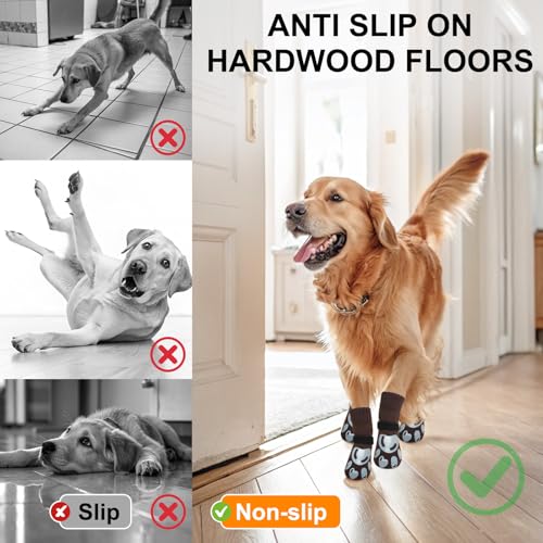 Dog Socks to Prevent Licking Paws Double Sided Grip Traction (Coffee(Paw) / M(2.1"-2.55" W | Pack of 4))
