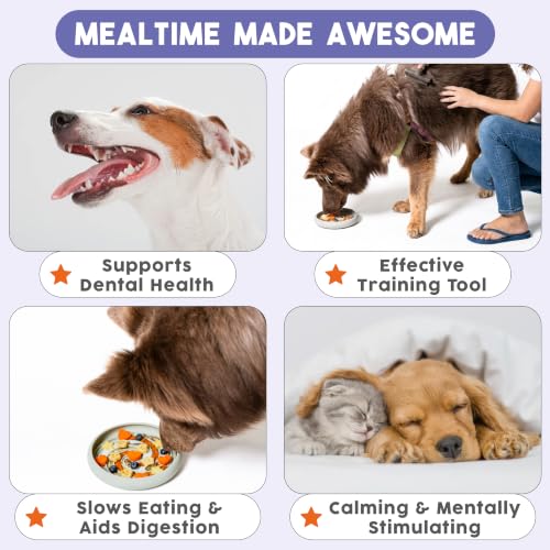 Lick Dish Silicone Dog & Cat Lick Mat Slow Feeder Dish (Periwinkle / Large)