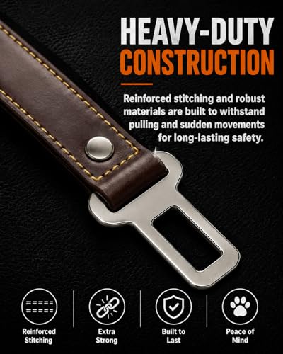Genuine Leather Dog seat Belt for car (Black / 30")