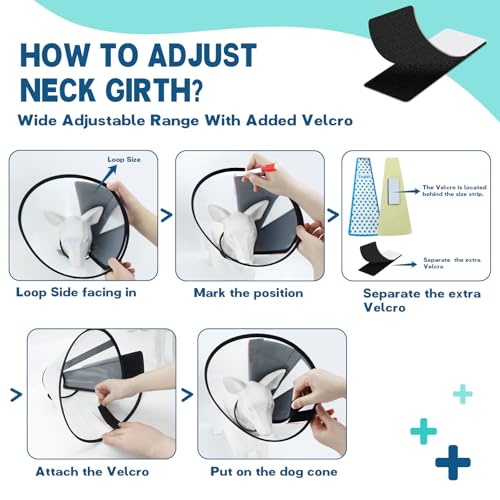 Dog Cone Collar Adjustable After Surgery (Grey / M(Neck: 11.5~14.5"))