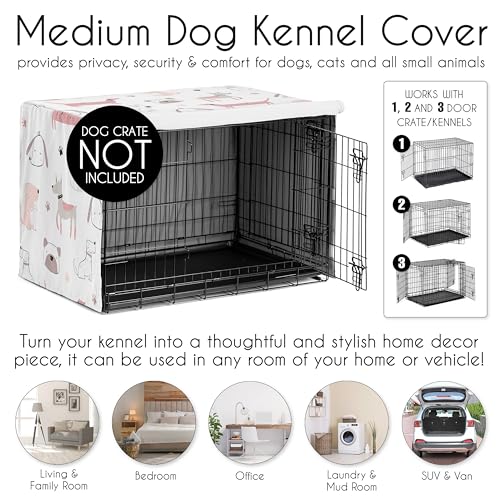 36in. Medium Dog Crate Cover (Pink Dog / 36.0"L x 23.5"W x 24.0"H)