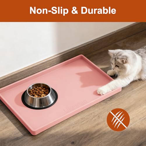 19" x 12" Extra Thick Silicone Mat Waterproof with Raised Edge (Pink / 19"L x 12"W)