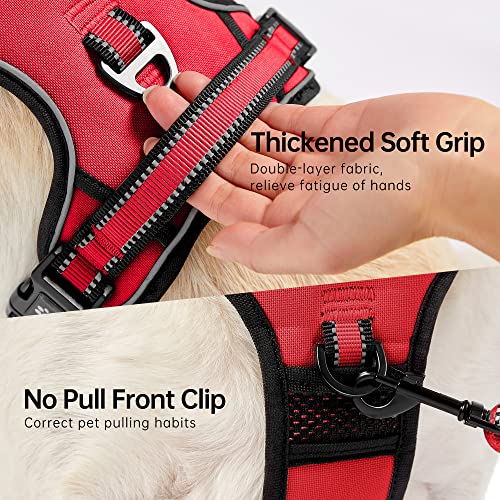 Reflective Dog Harness for Large Dogs (Red / Large)