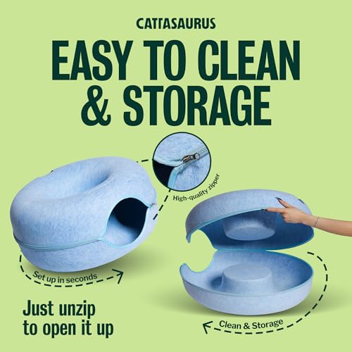 Peekaboo Cat Cave Donut for Multiple & Large Cats up to 30 (Blue / Large)