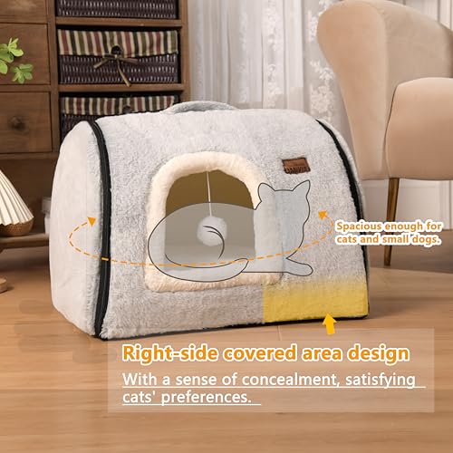 cat Bed cave cat beds for Indoor Cats (L:(20.4"×15.5"×15") / Gray)