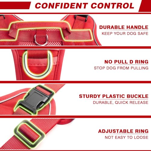 Service Dog in Training Mesh Harness with 10 Removale Pet Patches (Small / Red)