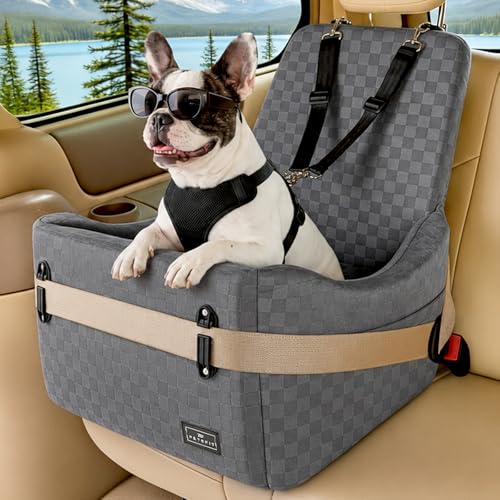 Pet Car Seat with Patented Safety System (Grey / Medium)