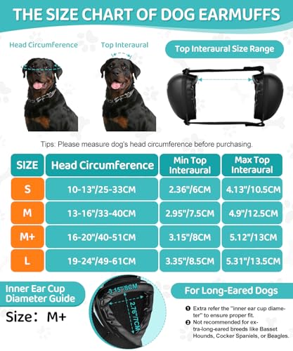 DG02 Dog Ear Muffs Noise Protection (Black-m+-gel Earpads)