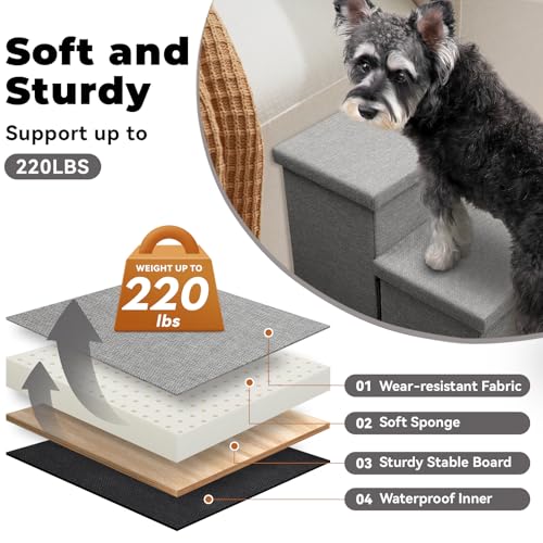 Dog Stairs with Storage (Grey No Condo / 5)