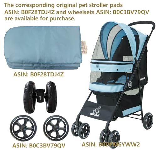 4 Wheel Dog Cat Pet Stroller Best Lightweight Foldable Compact Portable Jogger All Terrain Travel Pet Gear Puppy Doggie Bunny Kitty Stroller for up to 30lbs Medium Small Dogs Cats (Sky blue)
