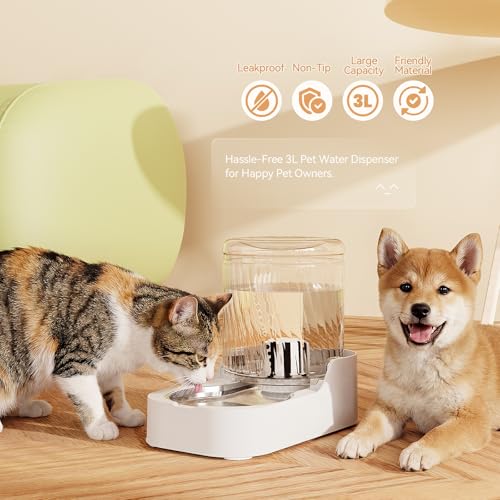 Automatic Cat Water Dispenser with Stainless Steel Bowl