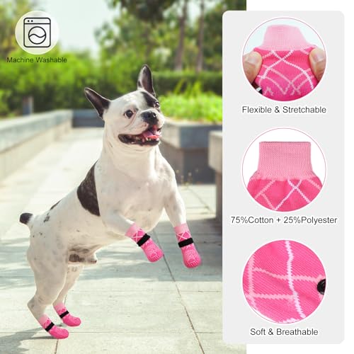 6PCS Dog Socks to Prevent Licking Paws for Hot (Rose / S/M(Pack of 6))