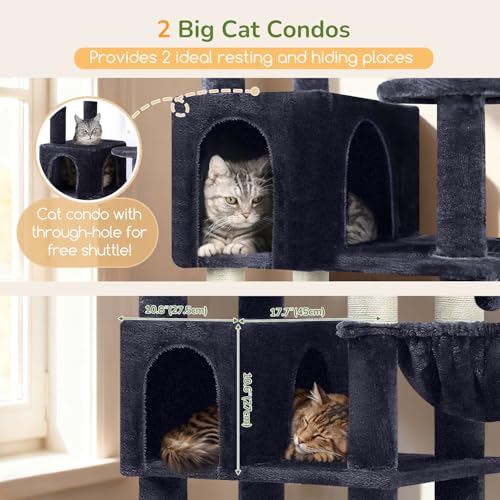 82in Extra Large Cat Tree Tower for Indoor Cats Large Adult (82inch / Dark Grey)