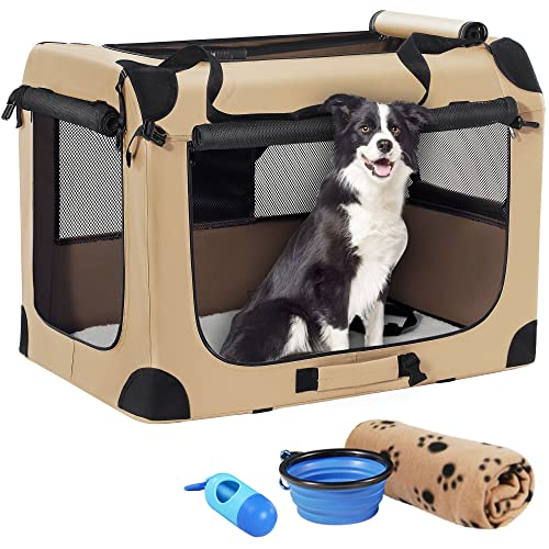 Portable Dog Crates for Medium Dogs (Beige / 32.0"L x 23.0"W x 23.0"H)
