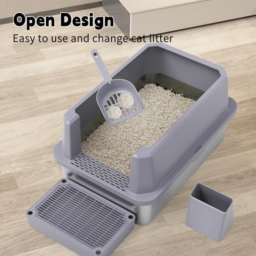 Open Cat Litter Box (Gray, 1 Pack)