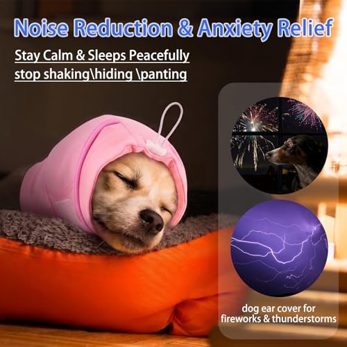 Dog Ear Cover for Anxiety Relief (Pink / Large (15.7"/40cm Neck Girth))