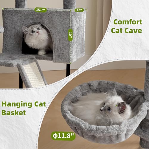Cat Tree Tower for Indoor Cats (47.24 inches / Light gray)