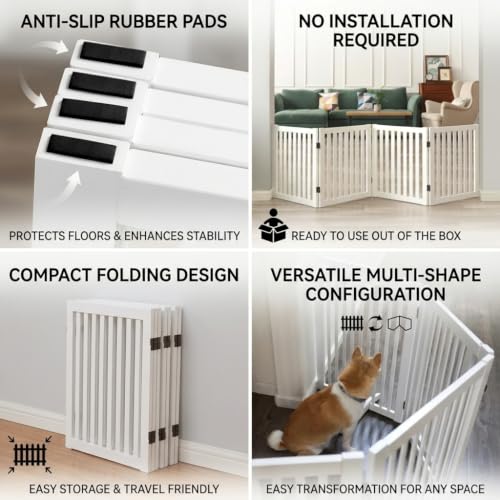 24" Freestanding Dog Gate (White / 3 Panel 60" Wide)