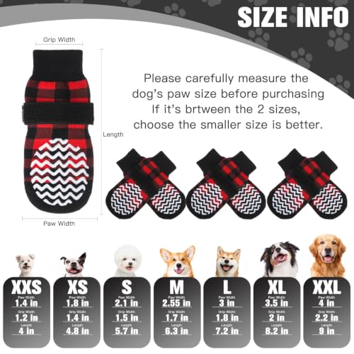 Anti Slip Dog Socks to Prevent Licking Paws for Hot Pavement (Red & Black / X-Small)
