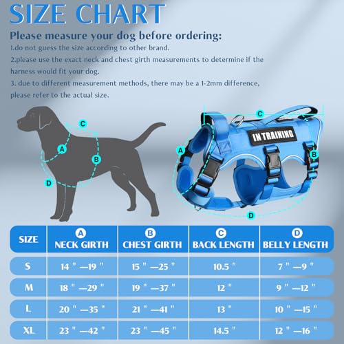 Escape Proof Dog Harness with Double Handle+4 Removable Patches (X-Large / Blue)