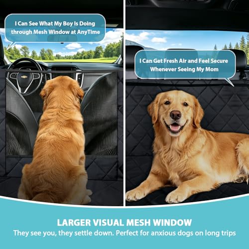 XL Dog Car Seat Cover for Back Seat with Safety Belt for Trucks (Black / Truck)