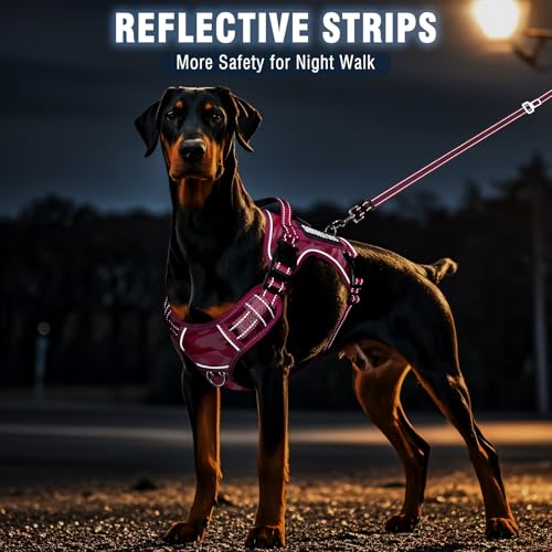 Tactical Dog Harness and Leash Set with 10 Patches for Large Dogs (X-Large / Camo Pink)