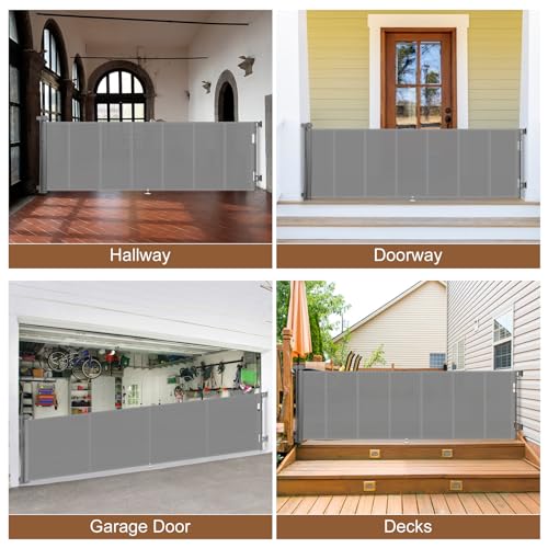 120 inch Reinforced Retractable Baby Gates 42 inch Tall (Gray / 42" Tall x 120" Wide)