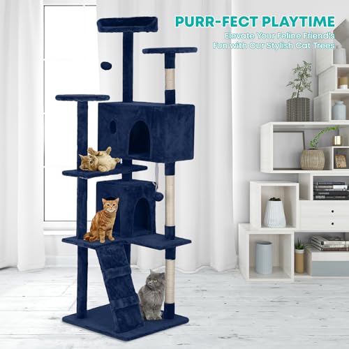 70" Cat Tree Tower (Navy Blue)