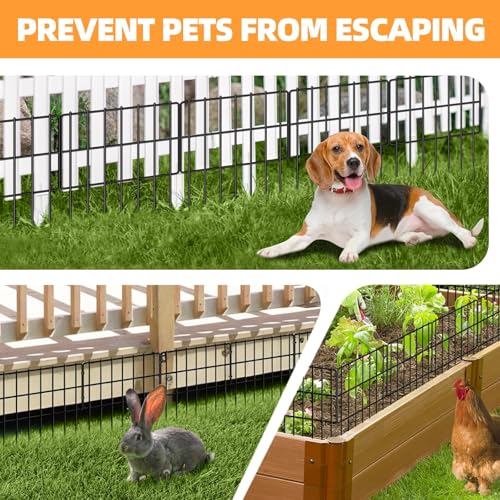 Garden Fence Animal Barrier (14 Panels-20ft(L)x13in(H) / Black)
