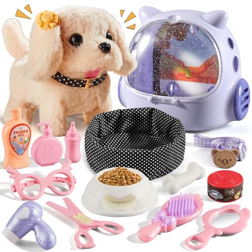 16 Pcs Robot Dog Toys for Girls (Purple and Pink)