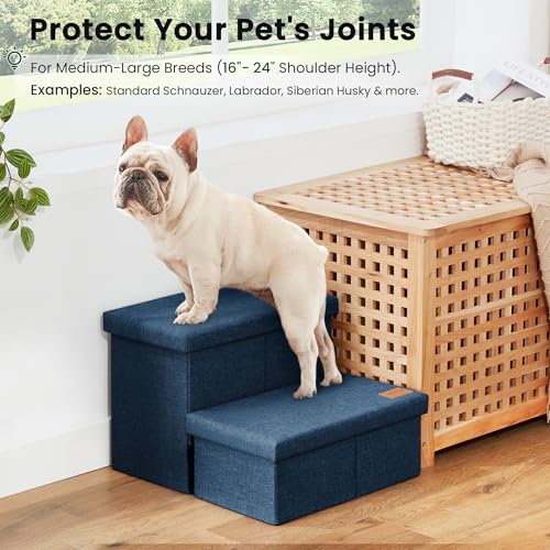 Dog Stairs for High Bed (Navy Blue / 19" X 17" X 13" H)