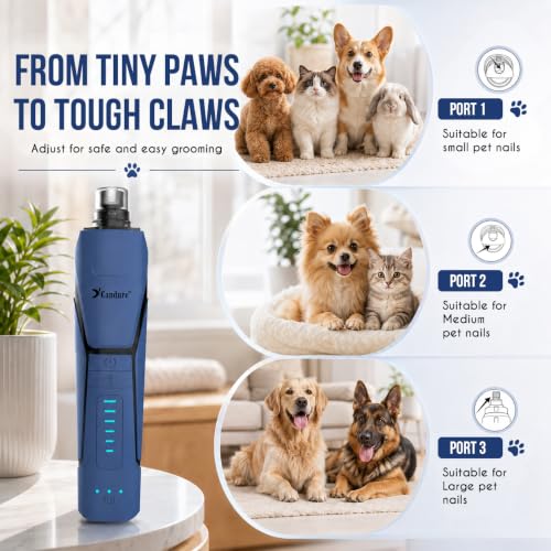 Whisper Quiet Dog Nail Grinder with 360 Degree LED Light (Dark Blue)