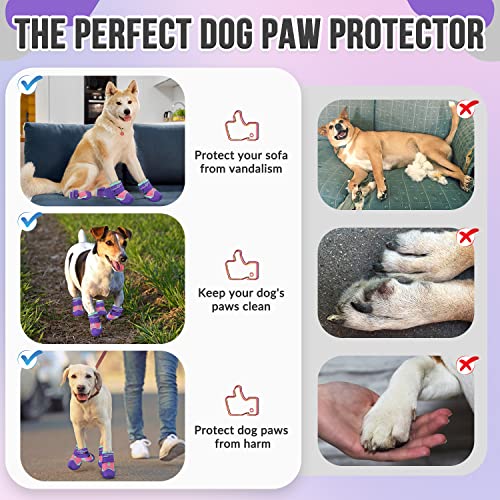 Dog Shoes for Large Small Medium Dogs (Purple / #8 (Width 3.0 inch) for 74-91 lbs)