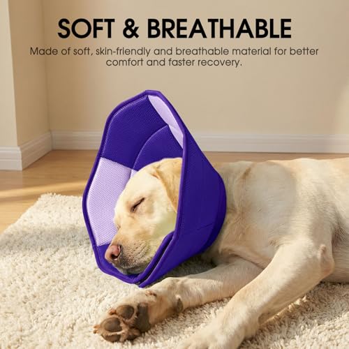 Dog Cones for Medium Dogs Soft Cone for Dogs to Stop Licking (Purple / Medium)