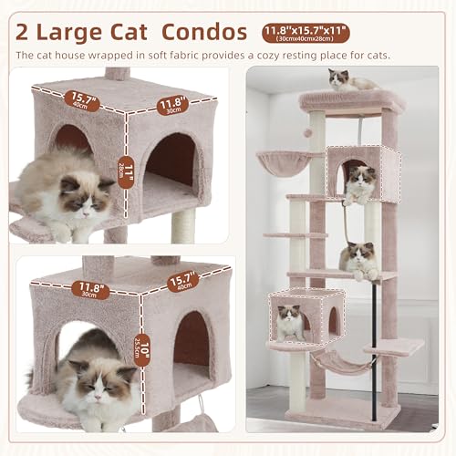 Cat Tree Cat Tower with Sturdy Steel Tube (70.5 inches / Muchroom)