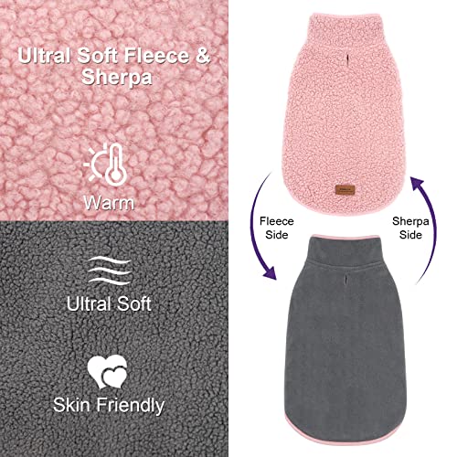 Sherpa Dog Coat Reversible Dog Jackets for Medium Dogs (X-Large (22-28lbs) / 1# Pink)