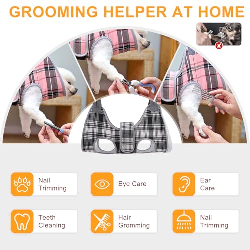Dog Grooming Hammock for Small Dogs (S (Leg Spacing: 7-10.2" / Max W: 30lbs) / Black & White)