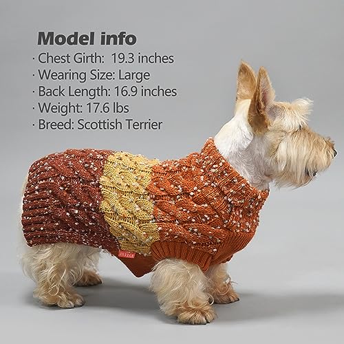 Color Block Dog Sweater for Small Dogs Turtleneck Thermal Knit (Large (20-30lbs) / 01# Brown)
