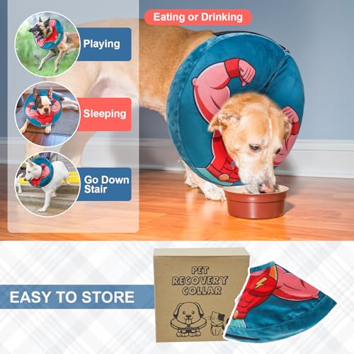 Dog Cone Collar Alternative After Surgery (Dark Blue / S(Neck:11"-13"))
