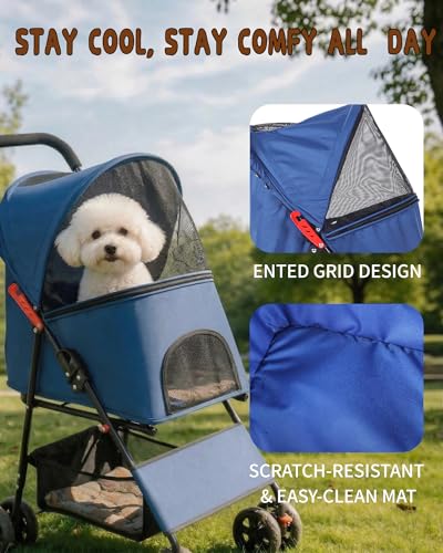 Pet Stroller for Small Dogs Cats (BLUE)