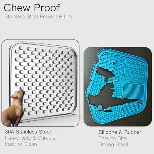 Double Wall Stainless Steel Lick Mat for Dogs & Cats (Large-1Pack)