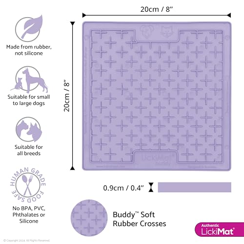 Classic Buddy Slow Feeder for Dogs Lick Mat Boredom Anxiety Reducer Perfect for Food Treats Yogurt Liquid Food Peanut Butter Fun Alternative to a Slow Feed Dog Bowl (Lavender)