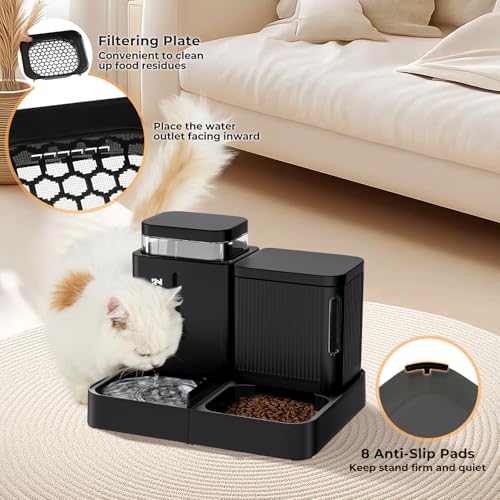 Gravity Dog Food and Water Dispenser (1.6 Gallon x 2 / Black)