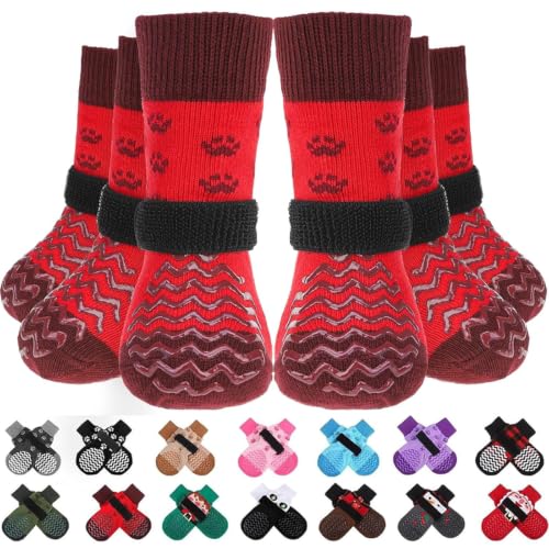 Anti Slip Dog Socks to Prevent Licking Paws for Hot Pavement (Red / X-Large)