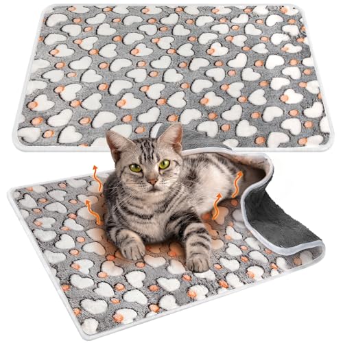 2 Pcs Large Self Warming Cat Pad Self Heating Cat Mat Bed Dog Crate Pet Blankets Thermal Heated Bed Mat for Outdoor Indoor Newborn Kittens Puppies Dog (24 x 18)