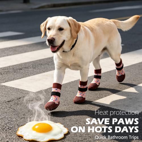 Anti Slip Dog Socks for Prevent Licking Paws & Hardwood Floor (Pink / Small(6 Pack))