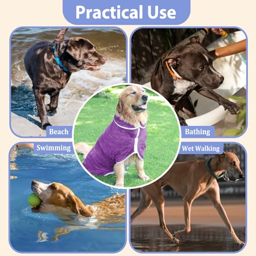 Dog Bathrobe Towel Dog Drying Coat (Violet / Small)